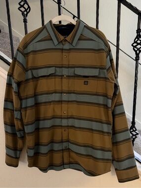 Roark flannel  Olive & Sage Striped  long sleeve Shirt